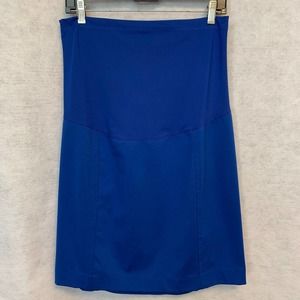 Maternity Skirt Blue with Kick Pleat